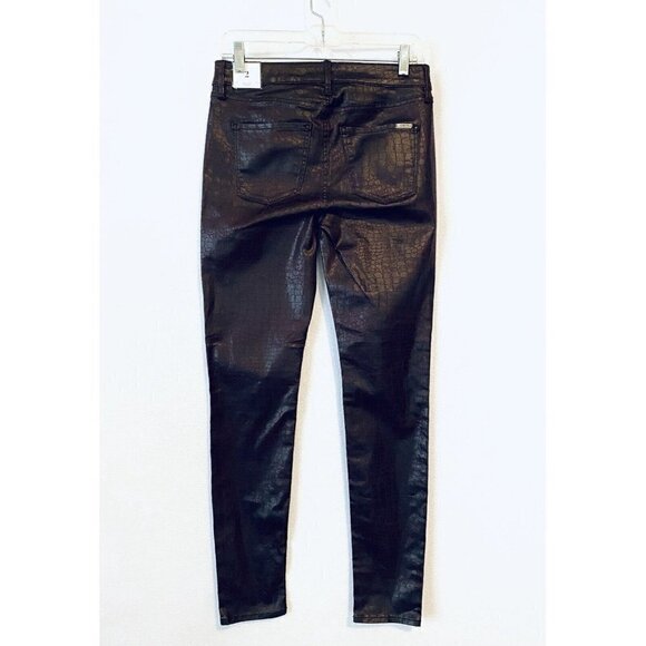 White House Black Market Jeans Womens 2 Mid Rise Coated Denim Faux Croc Skinny - Picture 3 of 6